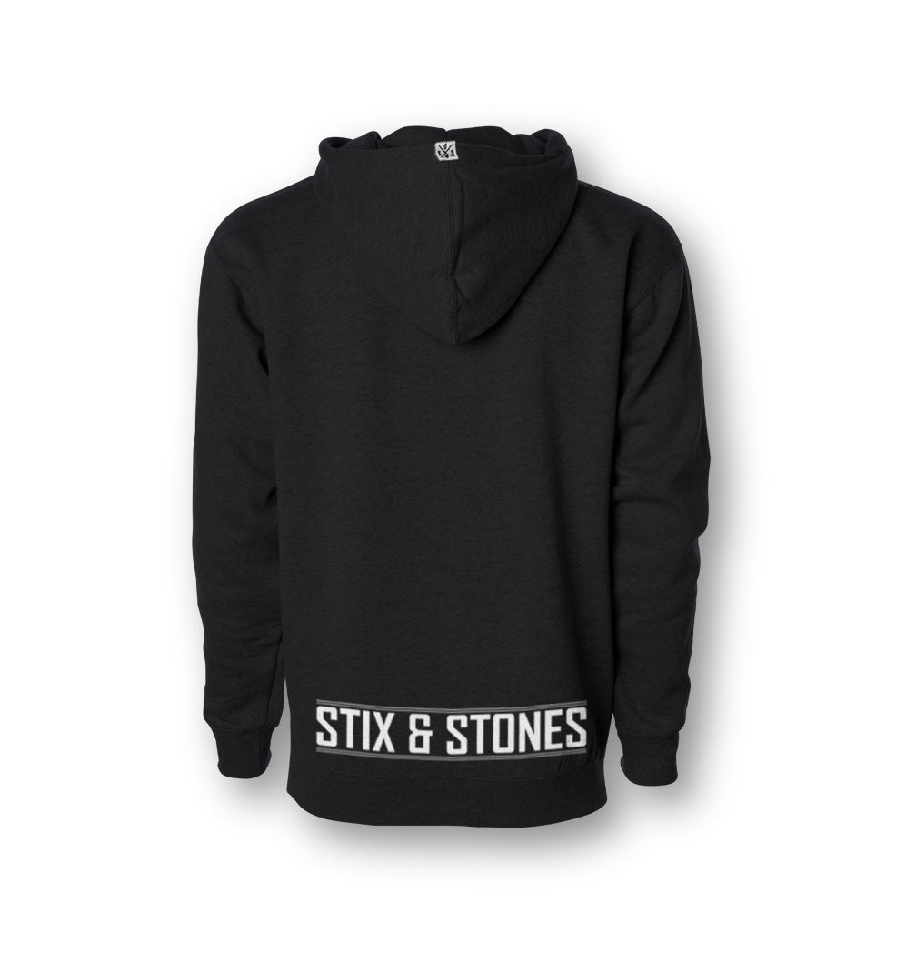 Pullover hoodie, Heavyweight Black with white logo